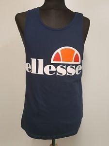 Blue White Orange Logo - H724 MENS ELLESSE NAVY BLUE WHITE ORANGE VEST SHIRT SMALL S 36