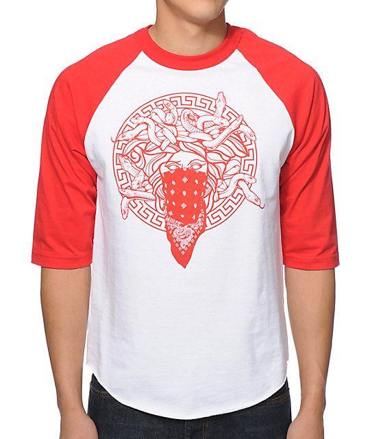Red Crooks and Castles Logo - Crooks & Castles Primo Raglan White & Red Baseball T Shirt