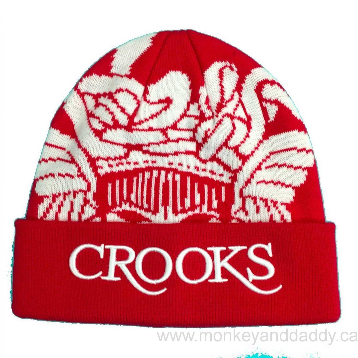 Red Crooks and Castles Logo - Men's Canada Caps Crooks & Castles Knit Beanie Serif Logo Medusa ...