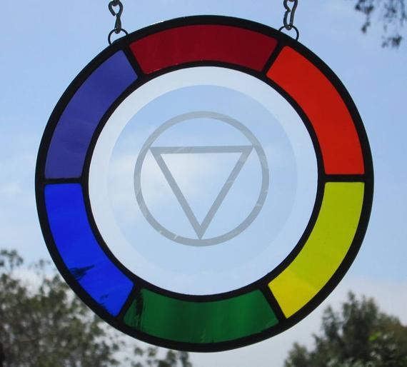 Rainbow Circle Logo - LGBT Circle Of Love AA Symbol Rainbow Stained GlassBeveled | Etsy