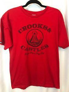 Red Crooks and Castles Logo - CROOKS & Castles Men's Large Red/ Black Logo T Shirt