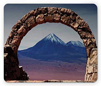 Pink and Blue Light Mountains Logo - Amazon.com : Volcano Mouse Pad, South American Desert Landscape with ...