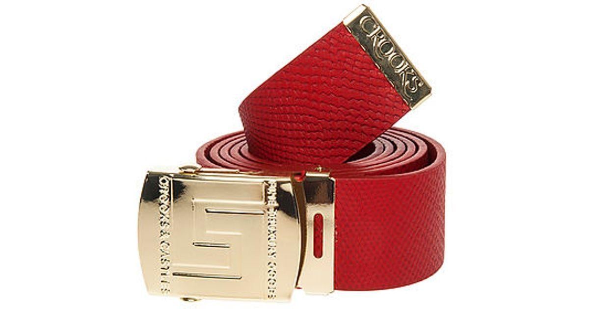 Red Crooks and Castles Logo - Lyst - Crooks and Castles The Greco Logo Belt in Red for Men
