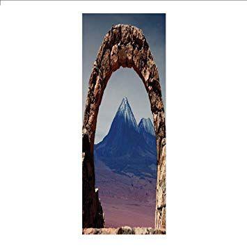 Pink and Blue Light Mountains Logo - 3D Decorative Film Privacy Window Film No Glue, Volcano