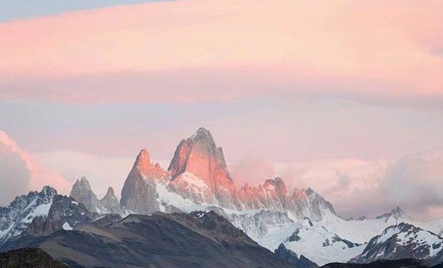 Pink and Blue Light Mountains Logo - Patagonia Mountains. Travel etc. Palette, Nature, Sky