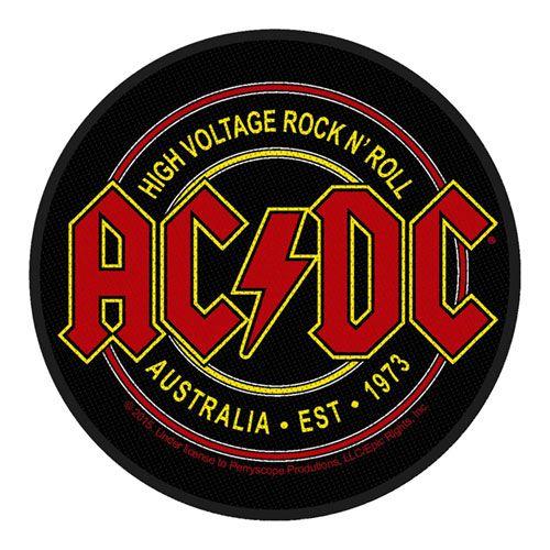 Rock and Roll Band Logo - ACDC High Voltage Rock N Roll Logo Round Sew On Patch Badge Official ...