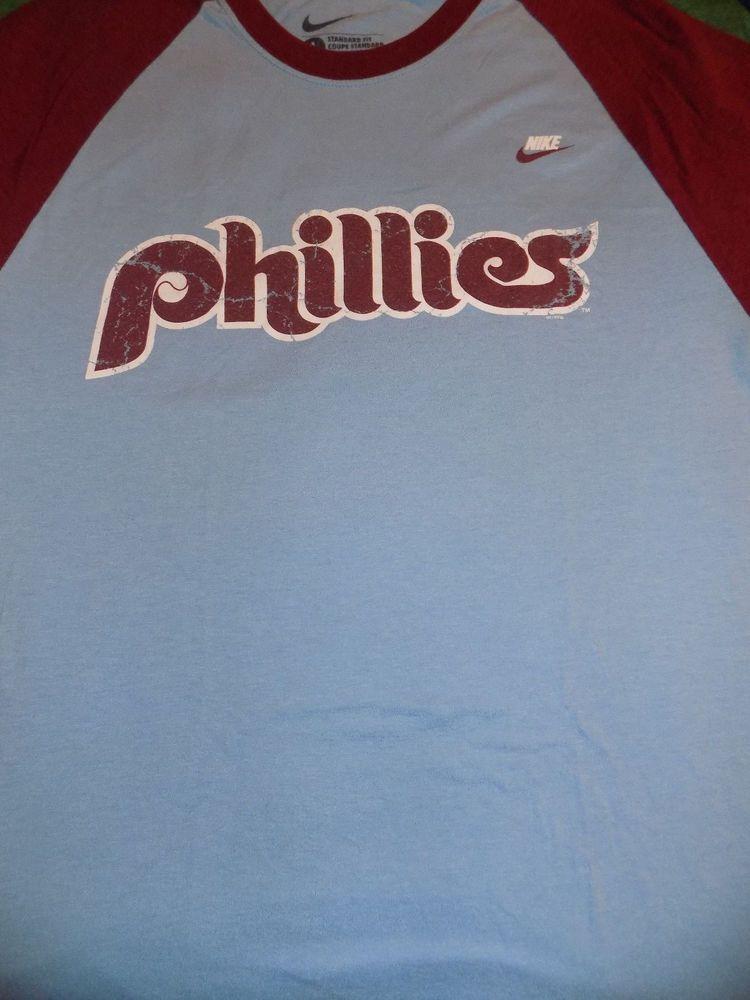 Old School Phillies Logo - Philadelphia Phillies Old School Look Ringer Nike T Shirt Lt Blue ...
