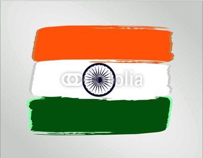 Orange and White Green Flag Logo - vector template Illustration India flag Asia country orange white