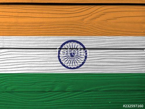 Orange and White Green Flag Logo - Flag of India on wooden wall background. Grunge Indian flag texture ...