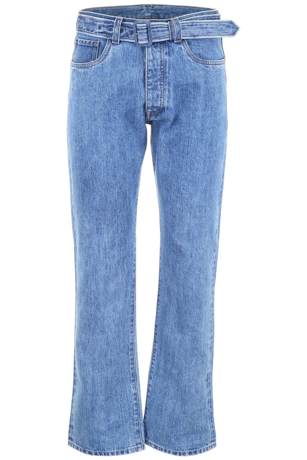 Five Triangle Logo - Prada Jeans With Triangle Logo In Light Denim|Celeste | ModeSens