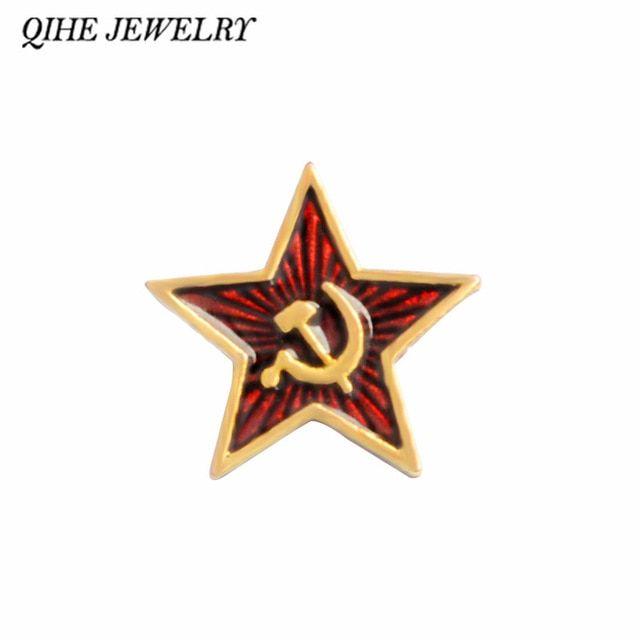 Soviet Red Star Logo - QIHE JEWELRY Red Star Hammer Sickle Communism Symbol USSR Pins