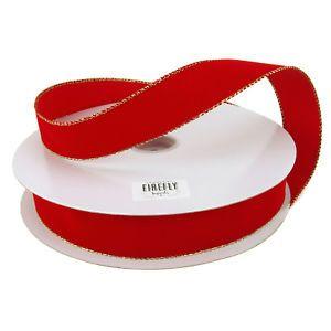 Red and Gold Ribbon Logo - Christmas Velvet Ribbon Wired Edge, Red with Gold Edge, 2-1/2-Inch ...