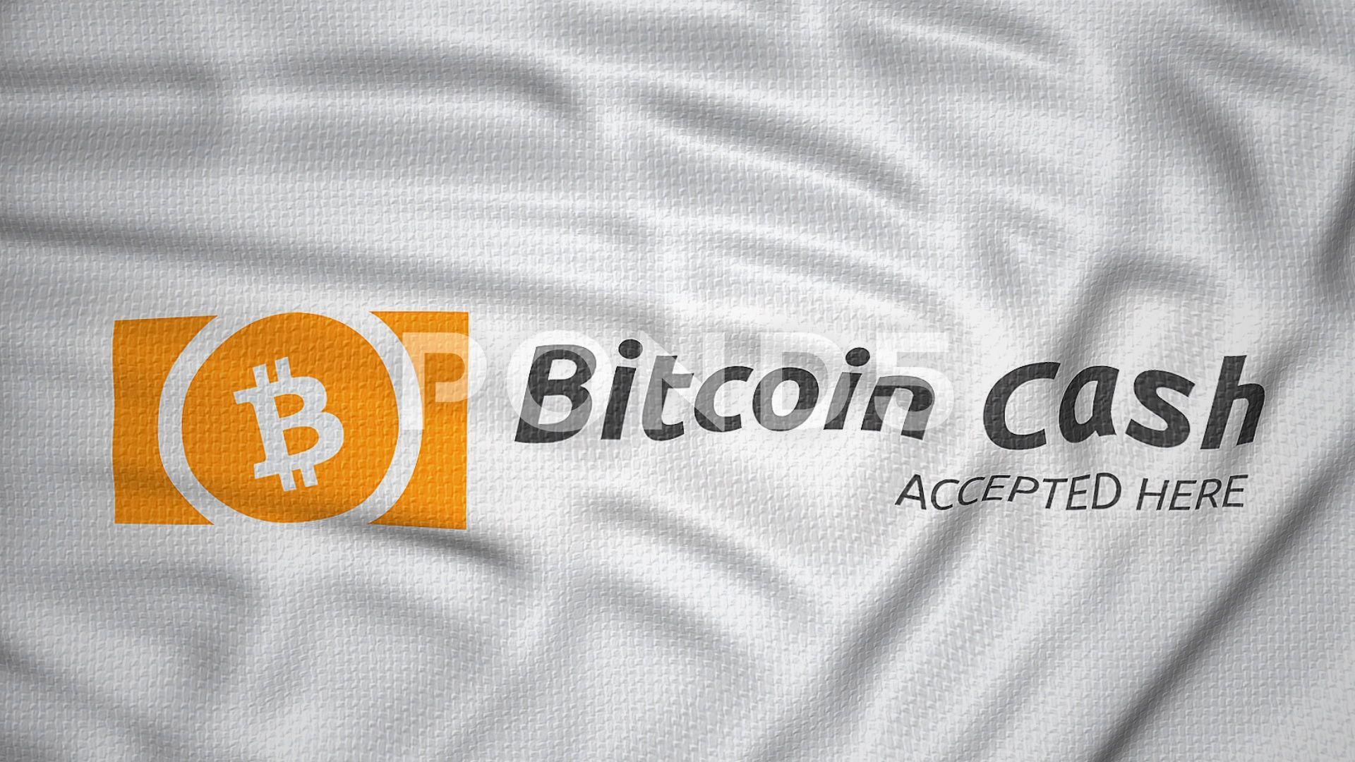 Cash Accepted Logo - Bitcoin cash accepted here, banner logo flag waving Footage