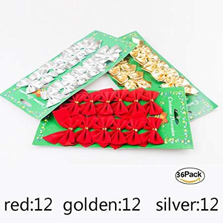 Red and Gold Ribbon Logo - 36 Pcs Christmas Ribbon Bows Decorations 2 x 2.4 inches Christmas ...