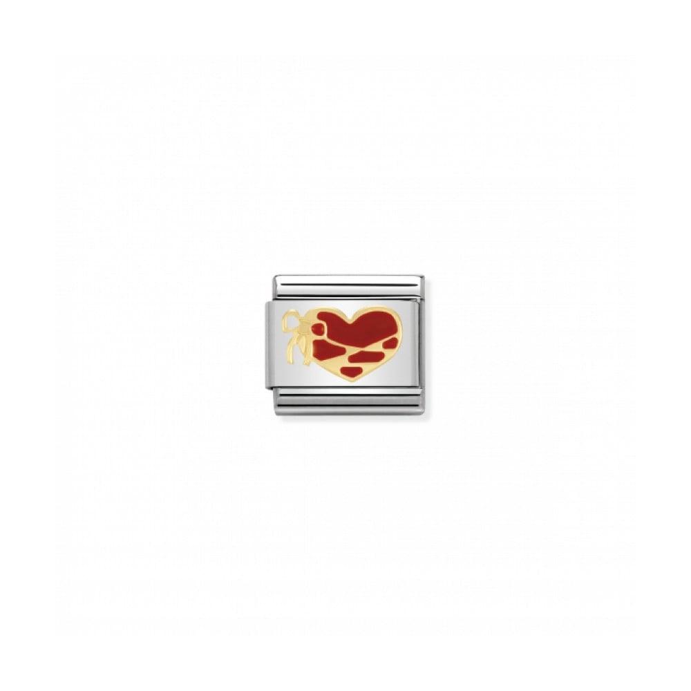 Red and Gold Ribbon Logo - Nomination Composable Gold Red Heart & Ribbon Link ~ 030253/38 ...