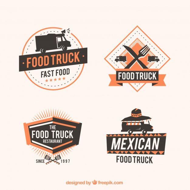 Food Truck Logo - Food truck logos with elegant style. Stock Image Page