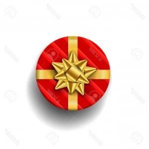 Red and Gold Ribbon Logo - Photostock Vector Red Gift Box Top View Isolated White Background ...