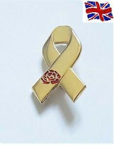 Red and Gold Ribbon Logo - RARE Gold Ribbon Rose British Military Peace Red Poppy Brooch Enamel
