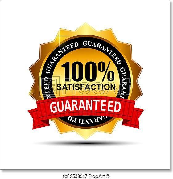 Red and Gold Ribbon Logo - Free art print of 100% SATISFACTION guaranteed gold label with red