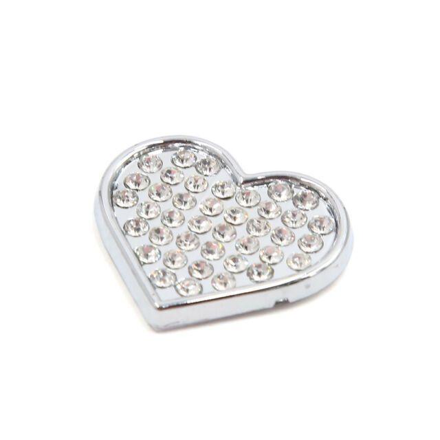 Silver Diamond Shaped Car Logo - Silver Tone 3D Metal Faux Diamond Heart Shaped Car Badge Sticker