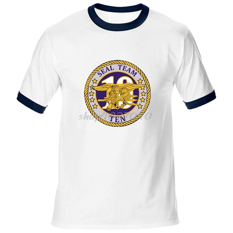 Cool Seal Logo - New Navy Seals Team 10 Seal Logo T Shirt Men'S Casual Cotton Raglan
