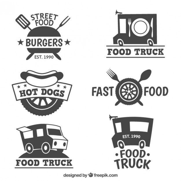 Food Truck Logo - Different food truck logo collection Vector | Premium Download