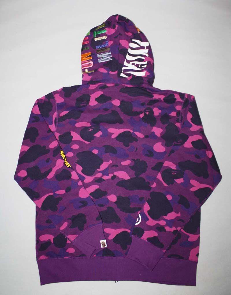 Purple BAPE Camo Logo - Color Camo Full Zip Bape Tiger Hoodie | Dopestudent