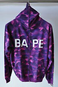 Purple BAPE Camo Logo - Bape A Bathing Ape Purple Camo Swarovski Nigo OG Full Zip Hoodie