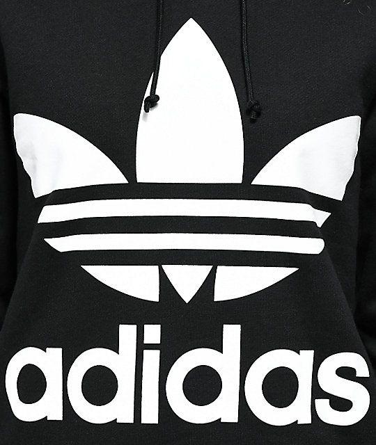 Black and White Adidas Logo - adidas Trefoil Logo Black Hoodie | Zumiez