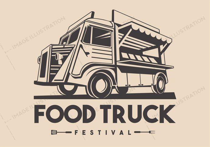 Food Truck Logo - Food Truck Restaurant Delivery Service Vector Logo - Image Illustration