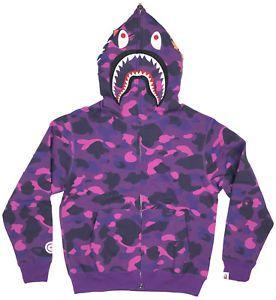 Purple BAPE Camo Logo - A Bathing Ape Shark Purple Camo Bape Hoodie Sweatshirt | eBay