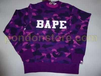 Purple BAPE Camo Logo - A BATHING APE : bape logo color camo sweater purple [Pondon Store]