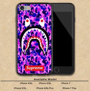 Purple BAPE Camo Logo - Shark Bape Purple Camo Print Hard Plastic Case For iPhone 5s SE 6s 7 ...