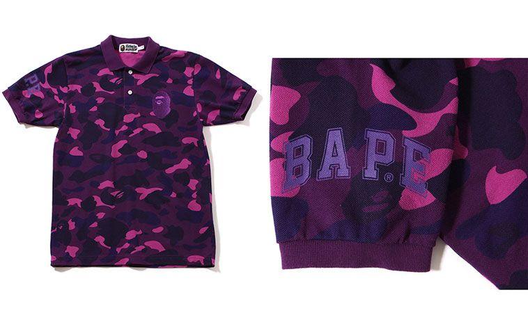 Purple BAPE Camo Logo - New Bathing Ape Camo Polo T-Shirts | ALPHASTYLES