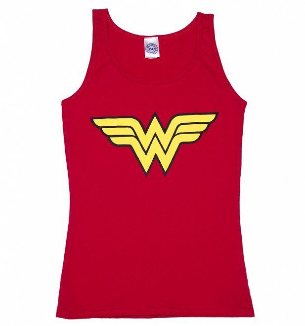 Red Person Logo - Women's Red Wonder Woman Logo Tank Vest