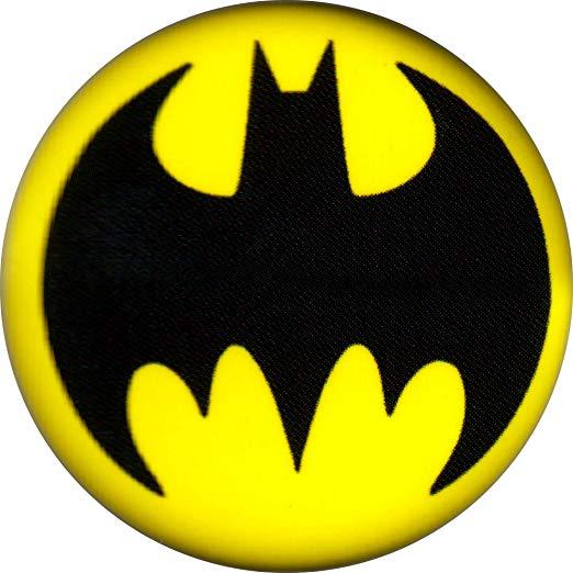 Black and Yellow Round Logo - Batman Logo On Black.25 Round Button: Clothing