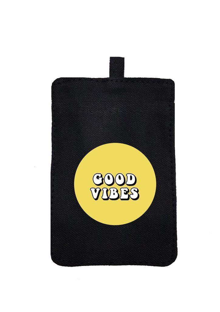 Black and Yellow Round Logo - Yellow Round Good Vibes Cardholder(Black)