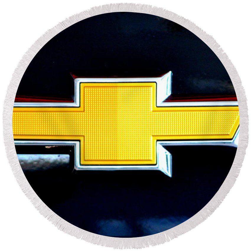 Black and Yellow Round Logo - Chevy Bowtie Camaro Black Yellow iPhone Case Mancave Round Beach