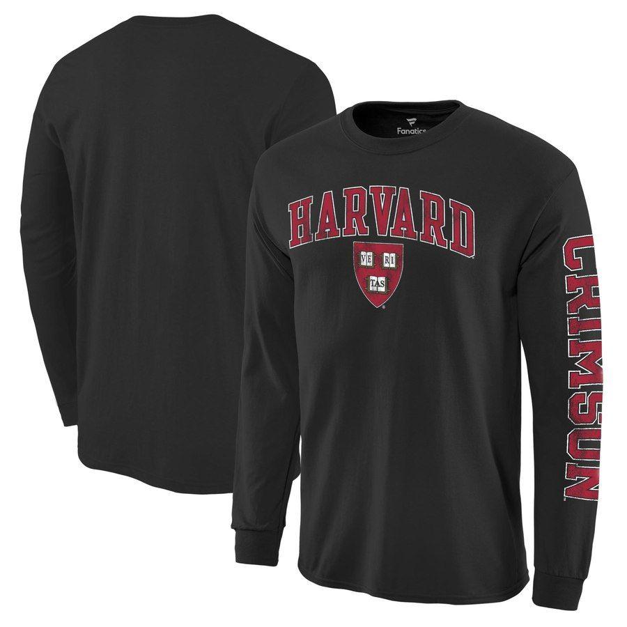 Harvard Crimson Logo - Fanatics Branded Harvard Crimson Black Distressed Arch Over Logo