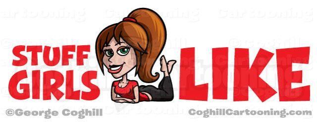 Red Girl Logo - Stuff Girls Like Cute Yoga Girl Cartoon Logo. Coghill Cartooning
