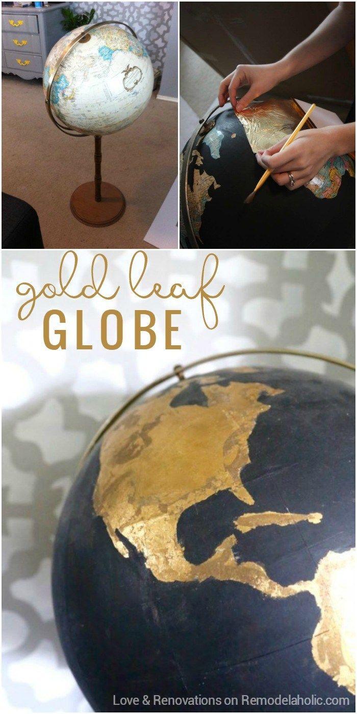 Gold Foil Globe Logo - Remodelaholic | DIY Gold Foil Globe Update