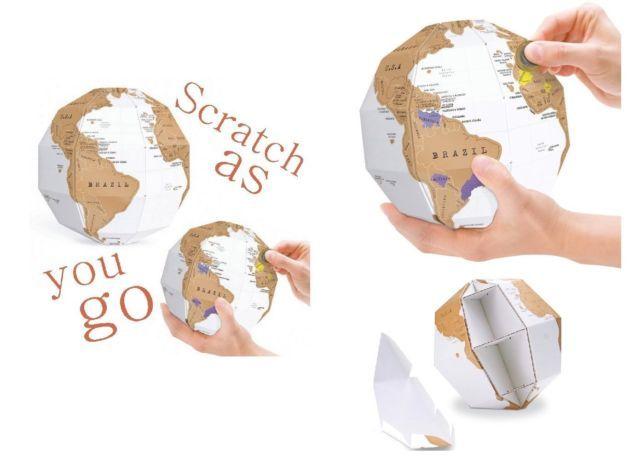 Gold Foil Globe Logo - DIY 3D Gold Foil Coated Scratch Globe Scratch off Travel