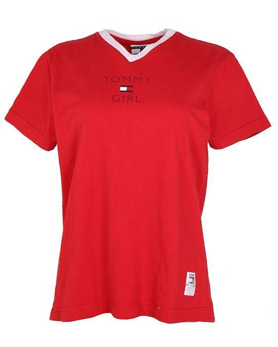 Red Girl Logo - 90s Red Tommy Hilfiger 'Tommy Girl' Logo T Shirt Red £35. Rokit