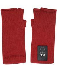 Red and Orange Y Logo - Y 3 Gloves In Orange For Men