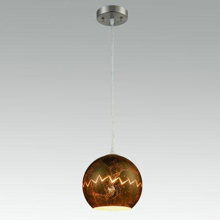 Gold Foil Globe Logo - Modern Globe Pendant Light with Gold Foil Glass Shade, Brushed