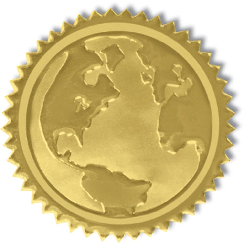 Gold Foil Globe Logo - Globe Embossed Gold Foil Seals