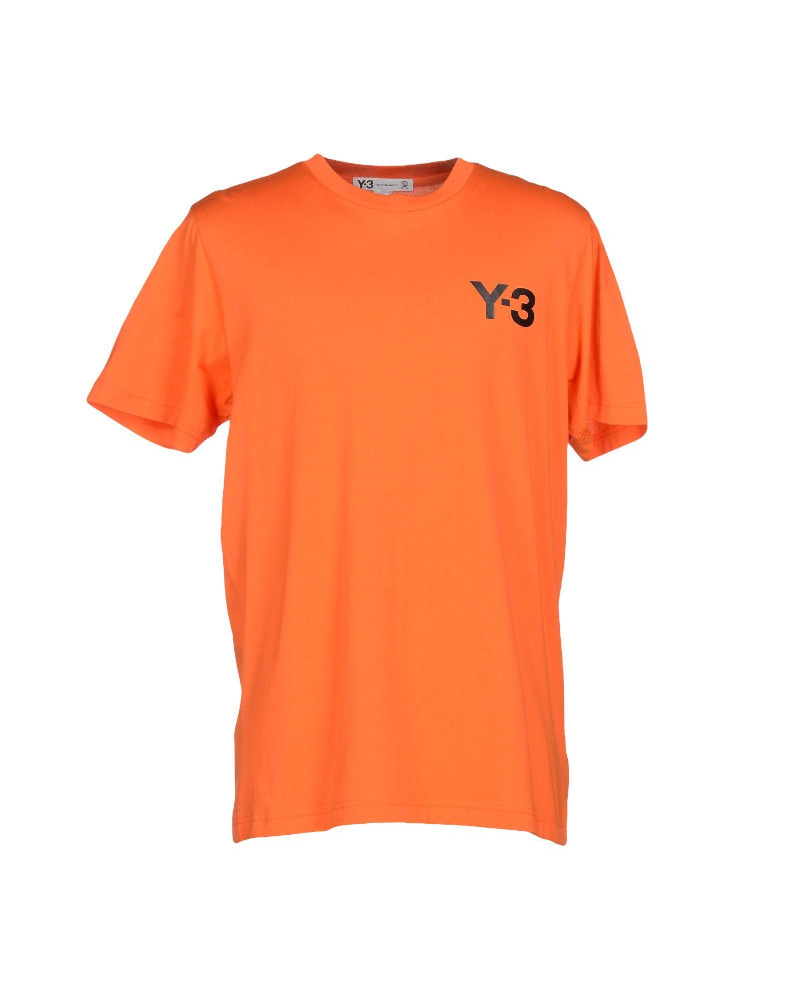 Red and Orange Y Logo - Y 3 T Shirt In Orange For Men