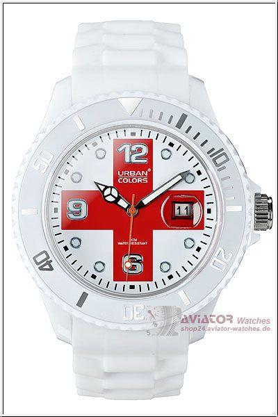 Watch with Red Cross Logo - Urban Colors White Watches - AVIATOR Watches Uhren-Shop: Armbanduhr ...