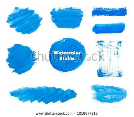 Round White with Blue Lines Logo - Set of blue hand paint, round shapes, stripes, ink brush strokes ...