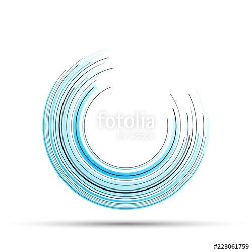 Round White with Blue Lines Logo - Abstract blue and black circles round lines on white